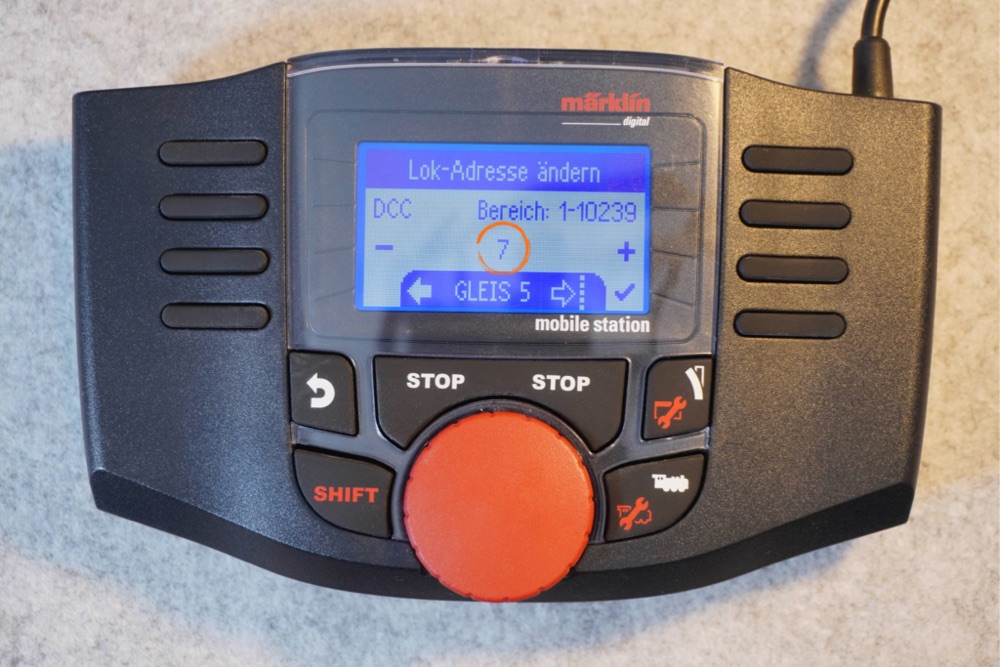 Der Dialog „Lok-Adresse ändern" der mobile station mit der eingestellten DCC-Adresse 7